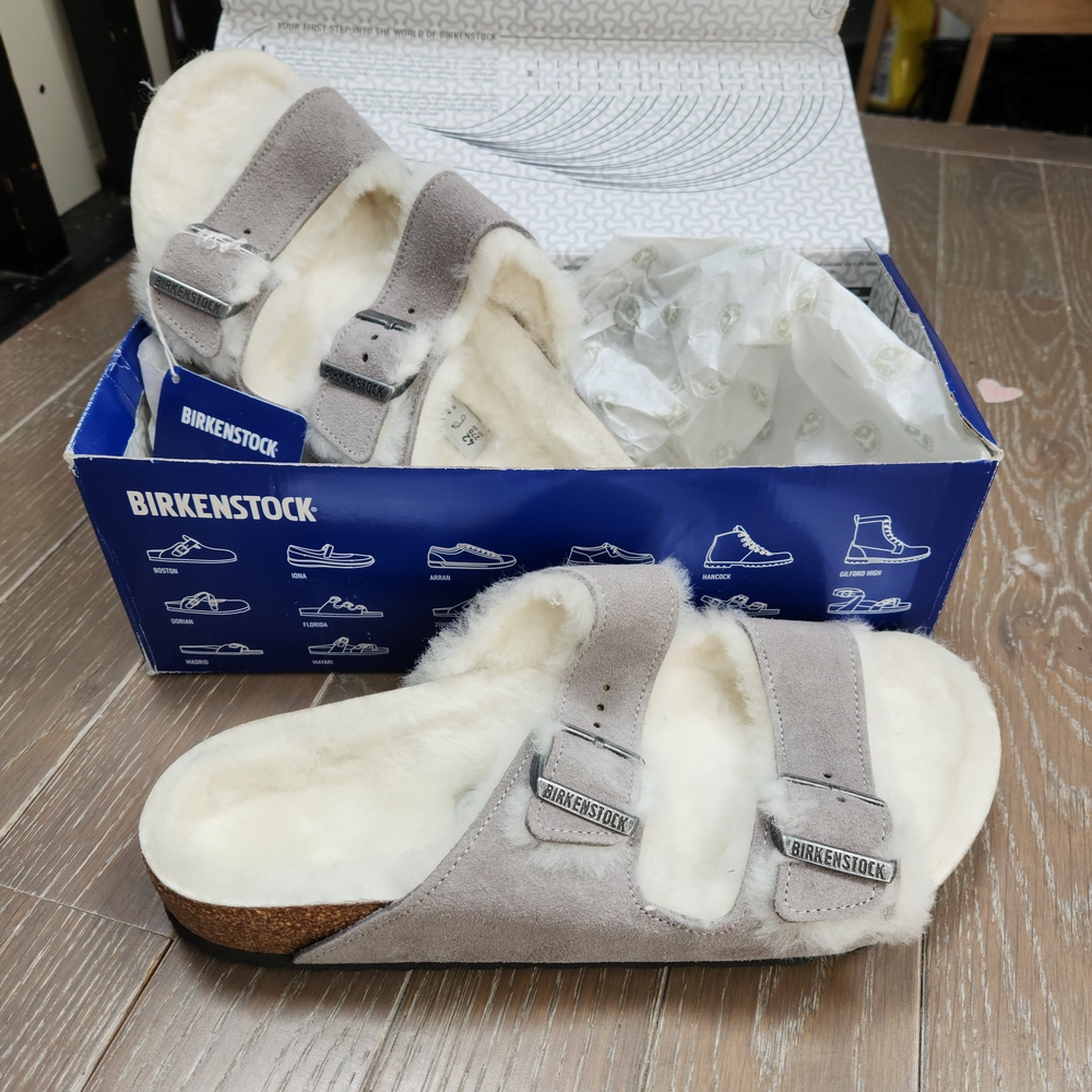 Birkenstock Suede Sandals with Shearling Lining